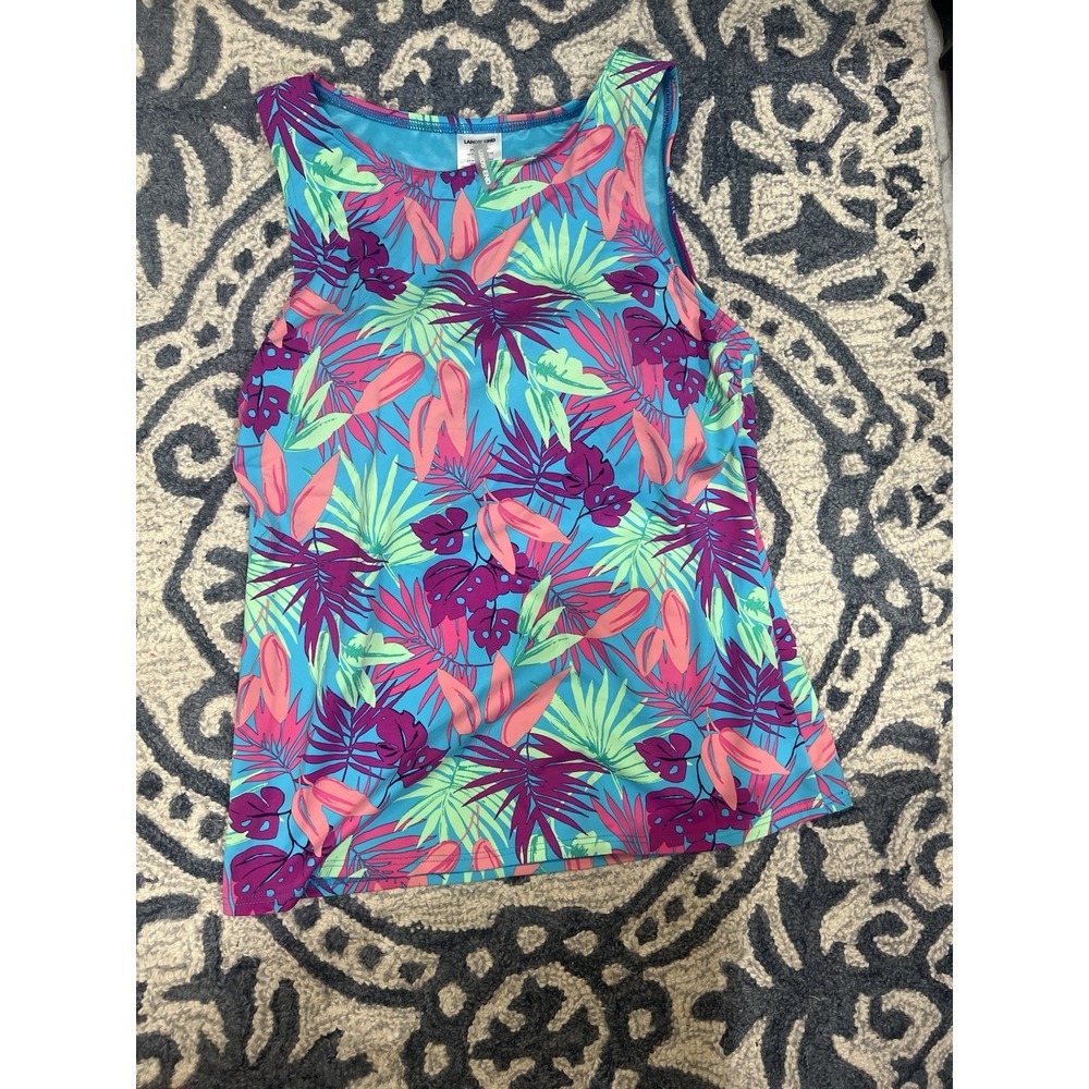 Lands End Tankini Top 10 Tropical Floral Underwire Shelf Bra Swimwear Multicolor